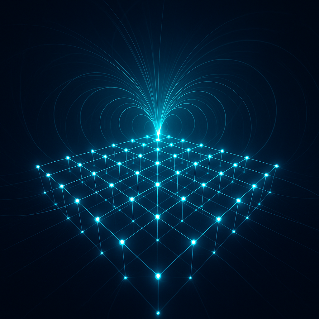 QIS lattice visualization with field lines and nodes